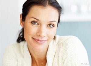 Woman staring into camera